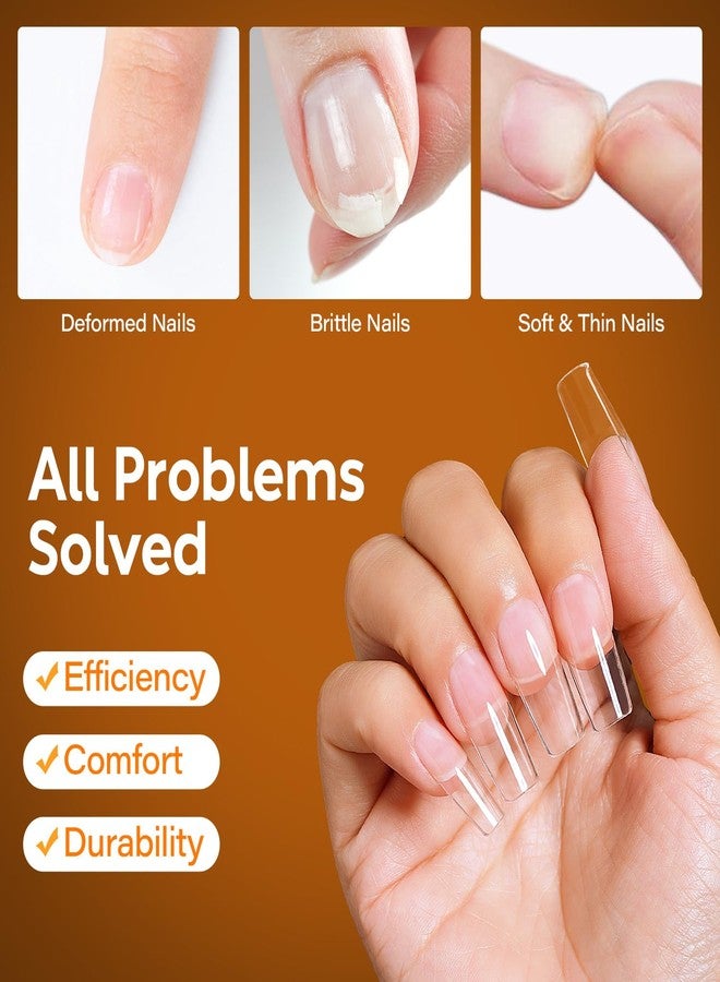 Nicedeco Medium Square Fake Nail Tips, 504Pcs Medium Soft Gel Nail Tips Pre Etched Half Matte Full Cover Clear Acrylic Gel Kit False Press on - 018 - Image 5